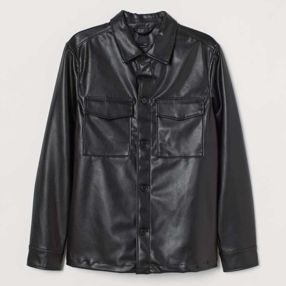 NWOT Faux Leather Shirt Size Small Oversized